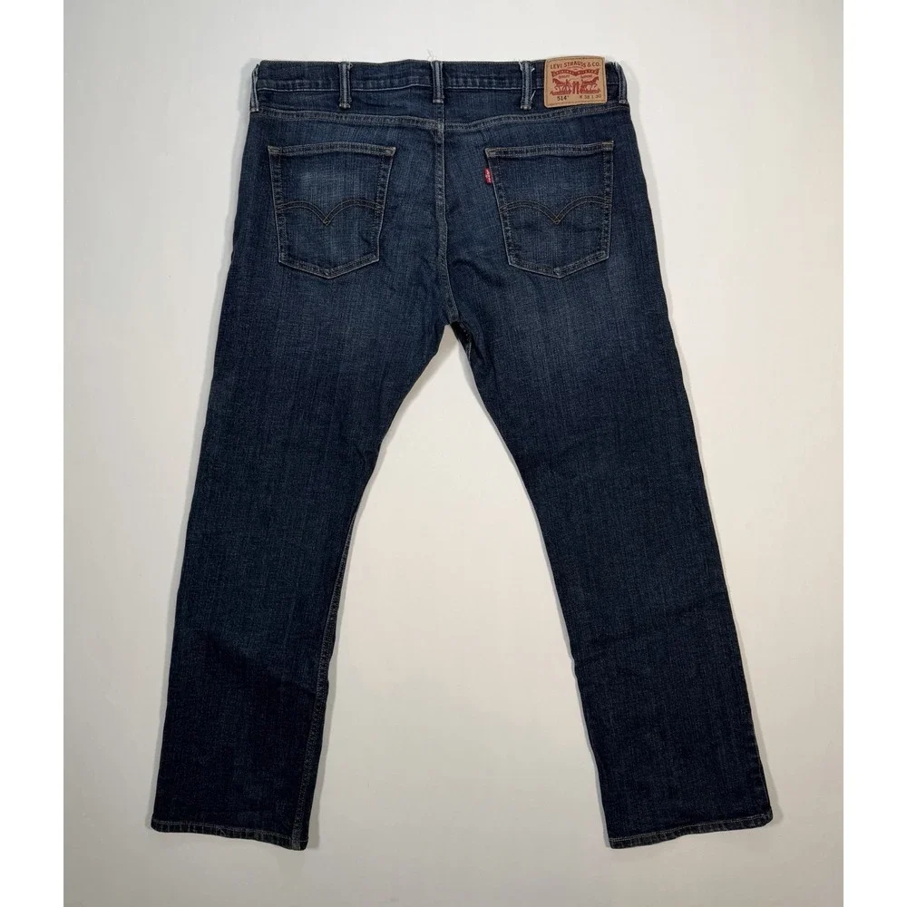 Levi's 514 Straight Fit Jeans Men's 38x30 Dark Wash Denim Pants Blue